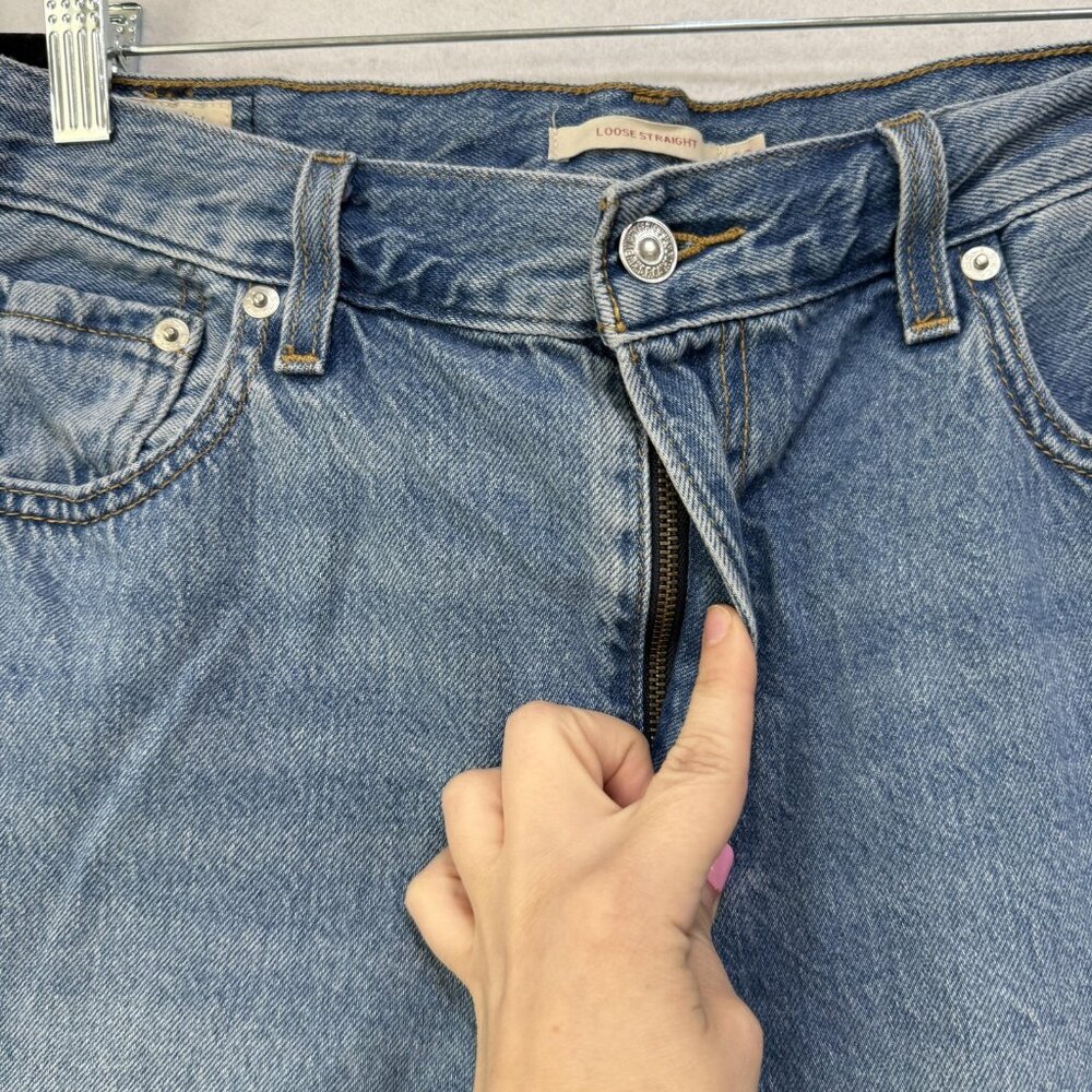Levis Premium Loose Straight Jeans Mens 29x30 Blue Denim Waterless Relaxed Fit - Picture 5 of 15